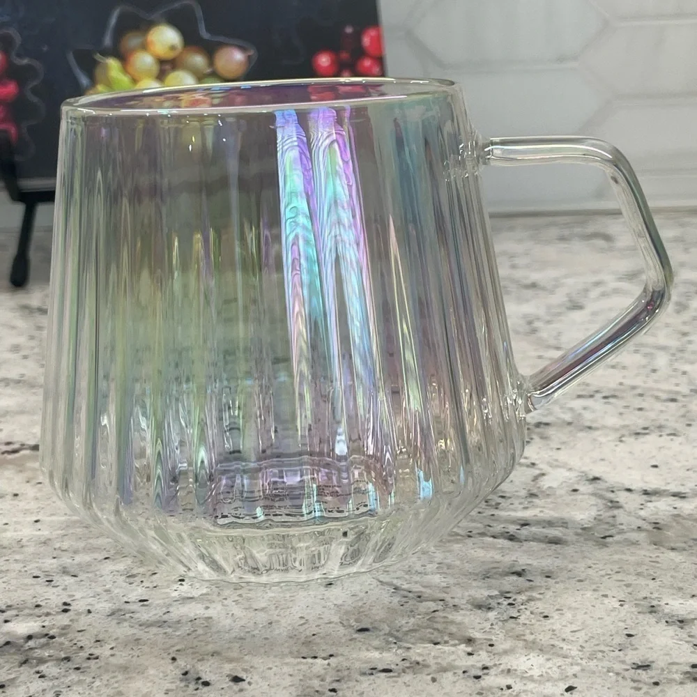 Starbucks 2024 Holiday Iridescent Glass Round Dome Pleated Glass Mug.NWT. Classy - Picture 2 of 6